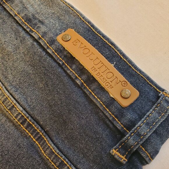 Evolution In Design Y2K Mens Slim Skinny Jeans 43X31 Blue Distressed Whisk Denim - Picture 5 of 9